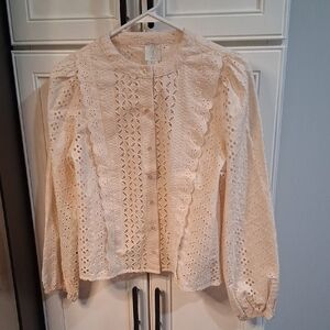 NWT Joie Cotton Cream Eyelet Blouse